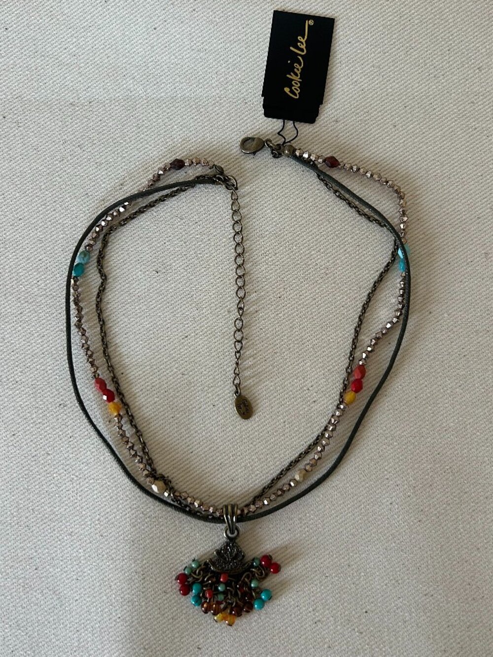 Cookie Lee Boho Multi-Strand Beaded Pendant Necklace
